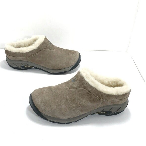 MERRELL Women's STONE Encore Ice Size 7.5 Suede Clogs Mules Wool Blend - Picture 1 of 14